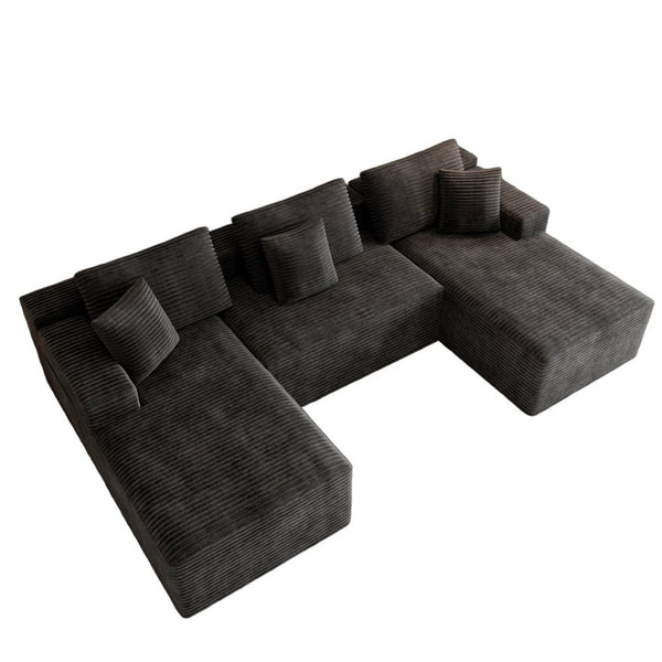English Elm 118.1*68.9"modular Six Piece Sectional Sofa Plush Corduroy Cloud Comfort Living Room W3819S00160