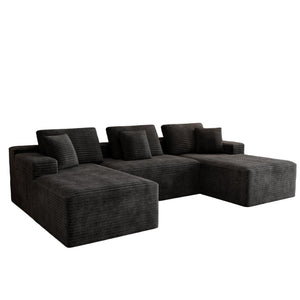 English Elm 118.1*68.9"modular Six Piece Sectional Sofa Plush Corduroy Cloud Comfort Living Room W3819S00160