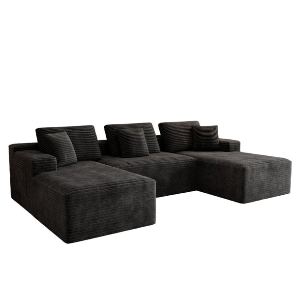 English Elm 118.1*68.9"modular Six Piece Sectional Sofa Plush Corduroy Cloud Comfort Living Room W3819S00160