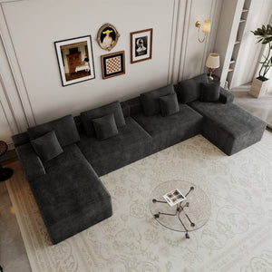 English Elm 165.4*68.9Modular Sectional Sofa 8 Piece Plush Corduroy Living Room Couch No Assembly W3819S00162