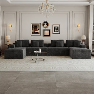 English Elm 165.4*68.9Modular Sectional Sofa 8 Piece Plush Corduroy Living Room Couch No Assembly W3819S00162
