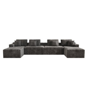 English Elm 165.4*68.9Modular Sectional Sofa 8 Piece Plush Corduroy Living Room Couch No Assembly W3819S00162