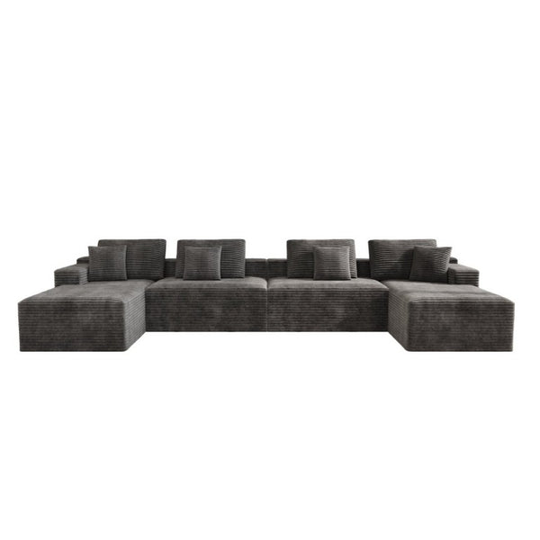English Elm 165.4*68.9Modular Sectional Sofa 8 Piece Plush Corduroy Living Room Couch No Assembly W3819S00162
