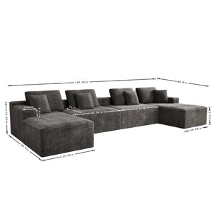 English Elm 165.4*68.9Modular Sectional Sofa 8 Piece Plush Corduroy Living Room Couch No Assembly W3819S00162