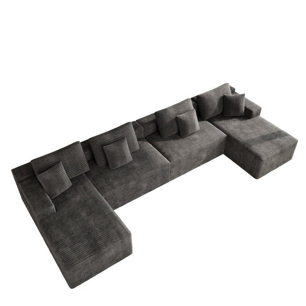 English Elm 165.4*68.9Modular Sectional Sofa 8 Piece Plush Corduroy Living Room Couch No Assembly W3819S00162