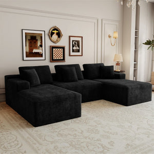 English Elm 118.1*68.9Modular Six Piece Corduroy Sectional Sofa No Assembly Plush Living Room W3819S00164