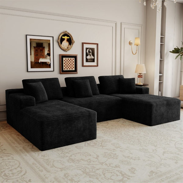 English Elm 118.1*68.9Modular Six Piece Corduroy Sectional Sofa No Assembly Plush Living Room W3819S00164