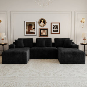 English Elm 118.1*68.9Modular Six Piece Corduroy Sectional Sofa No Assembly Plush Living Room W3819S00164
