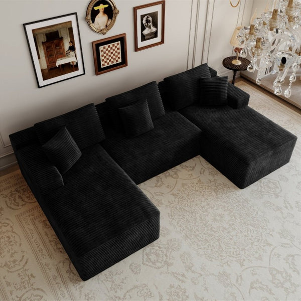 English Elm 118.1*68.9Modular Six Piece Corduroy Sectional Sofa No Assembly Plush Living Room W3819S00164