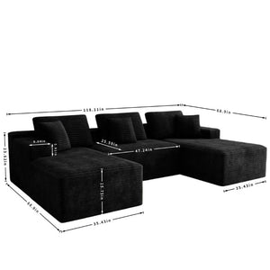 English Elm 118.1*68.9Modular Six Piece Corduroy Sectional Sofa No Assembly Plush Living Room W3819S00164