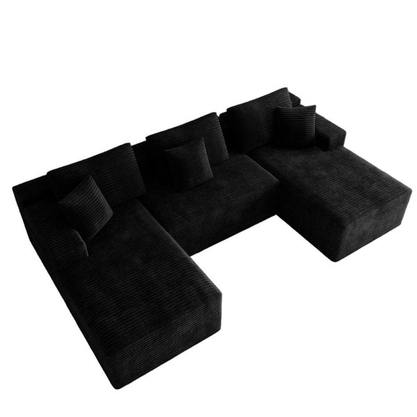 English Elm 118.1*68.9Modular Six Piece Corduroy Sectional Sofa No Assembly Plush Living Room W3819S00164