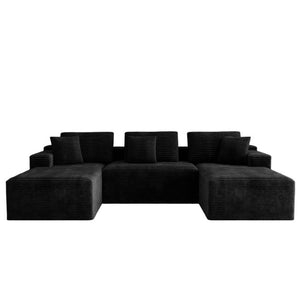 English Elm 118.1*68.9Modular Six Piece Corduroy Sectional Sofa No Assembly Plush Living Room W3819S00164