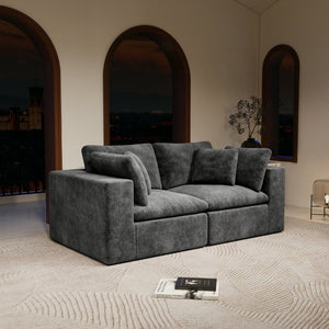 English Elm 78.8*39.4Modular Sectional Sofa Two Piece Corduroy Couch for Living Room Apartment Grey W3819S00165