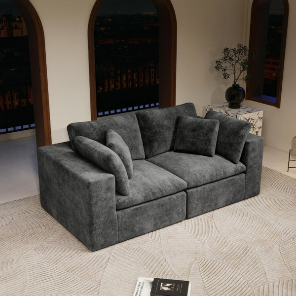English Elm 78.8*39.4Modular Sectional Sofa Two Piece Corduroy Couch for Living Room Apartment Grey W3819S00165