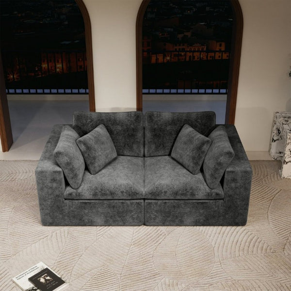 English Elm 78.8*39.4Modular Sectional Sofa Two Piece Corduroy Couch for Living Room Apartment Grey W3819S00165