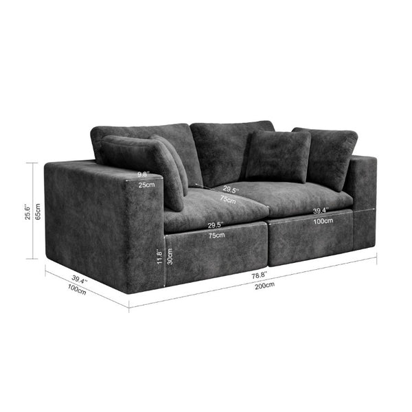 English Elm 78.8*39.4Modular Sectional Sofa Two Piece Corduroy Couch for Living Room Apartment Grey W3819S00165