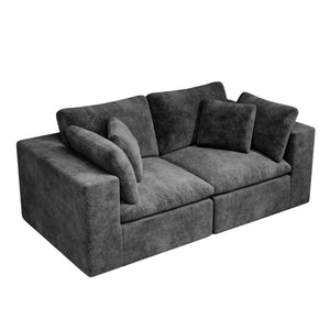 English Elm 78.8*39.4Modular Sectional Sofa Two Piece Corduroy Couch for Living Room Apartment Grey W3819S00165