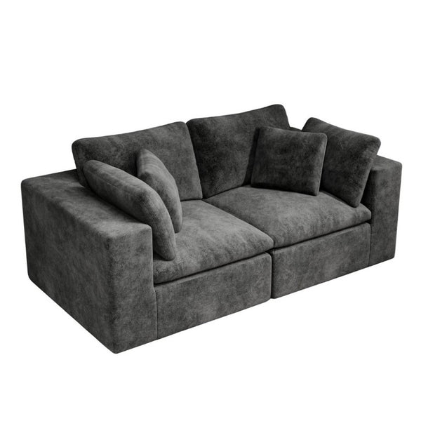 English Elm 78.8*39.4Modular Sectional Sofa Two Piece Corduroy Couch for Living Room Apartment Grey W3819S00165