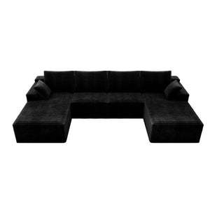 English Elm 131.9*68.9"modular Four Piece Corduroy Sectional Sofa with Reversible Chaise No Assembly W3819S00166