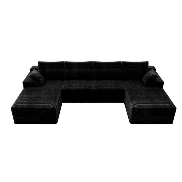 English Elm 131.9*68.9"modular Four Piece Corduroy Sectional Sofa with Reversible Chaise No Assembly W3819S00166