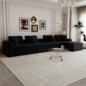 English Elm 165.3*68.9"modular Seven Piece Corduroy Sectional Plush Low Profile Sofa for Living Rooms W3819S00168