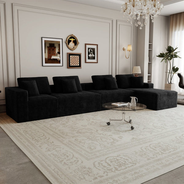English Elm 165.3*68.9"modular Seven Piece Corduroy Sectional Plush Low Profile Sofa for Living Rooms W3819S00168