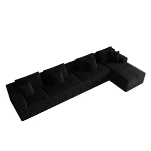 English Elm 165.3*68.9"modular Seven Piece Corduroy Sectional Plush Low Profile Sofa for Living Rooms W3819S00168