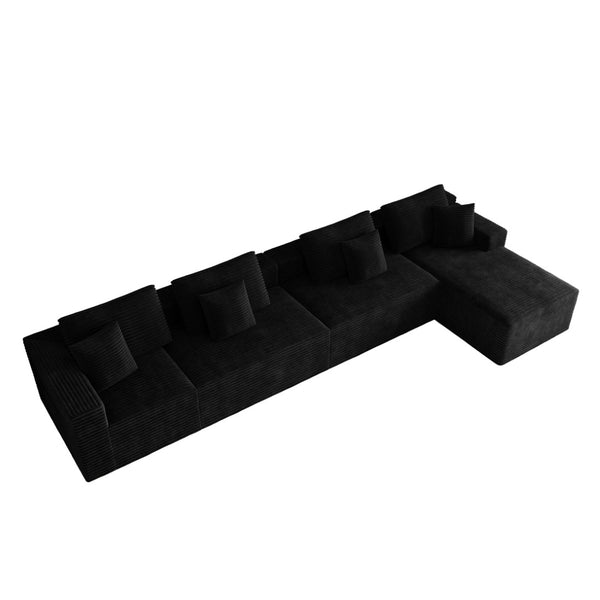 English Elm 165.3*68.9"modular Seven Piece Corduroy Sectional Plush Low Profile Sofa for Living Rooms W3819S00168