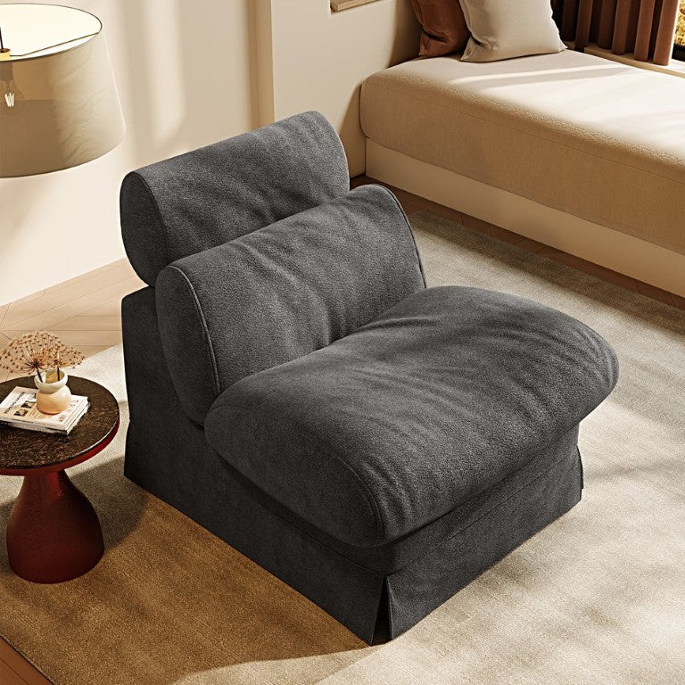 English Elm Minimalist Chenille Accent Chair Solid Wood Frame Ergonomic Support for Reading Nooks W3820P540934