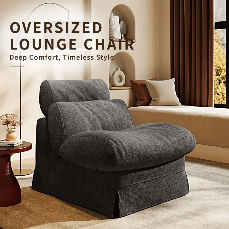 English Elm Minimalist Chenille Accent Chair Solid Wood Frame Ergonomic Support for Reading Nooks W3820P540934