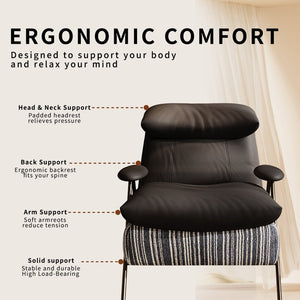 English Elm Minimalist Accent Chair Solid Wood Frame Microfiber Leather Ergonomic Lumbar Support Black Velvet W3820P543774