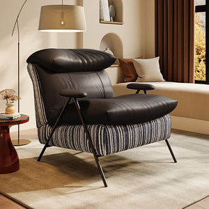 English Elm Minimalist Accent Chair Solid Wood Frame Microfiber Leather Ergonomic Lumbar Support Black Velvet W3820P543774