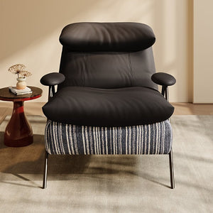 English Elm Minimalist Accent Chair Solid Wood Frame Microfiber Leather Ergonomic Lumbar Support Black Velvet W3820P543774