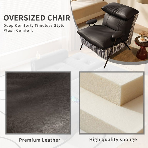 English Elm Minimalist Accent Chair Solid Wood Frame Microfiber Leather Ergonomic Lumbar Support Black Velvet W3820P543774