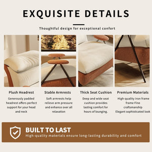 English Elm Minimalist Accent Chair Solid Wood Frame Microfiber Leather Ergonomic Lumbar Support Beige Chenille W3820P543775