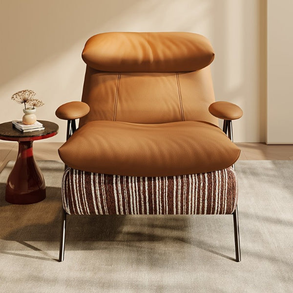 English Elm Minimalist Accent Chair Solid Wood Frame Microfiber Leather Ergonomic Lumbar Support Orange Velvet W3820P543776