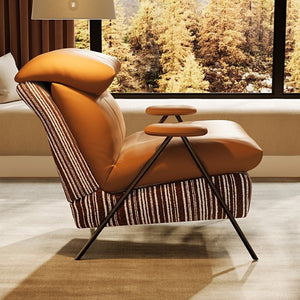 English Elm Minimalist Accent Chair Solid Wood Frame Microfiber Leather Ergonomic Lumbar Support Orange Velvet W3820P543776