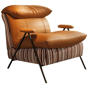 English Elm Minimalist Accent Chair Solid Wood Frame Microfiber Leather Ergonomic Lumbar Support Orange Velvet W3820P543776