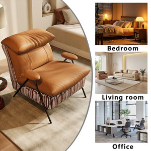 English Elm Minimalist Accent Chair Solid Wood Frame Microfiber Leather Ergonomic Lumbar Support Orange Velvet W3820P543776