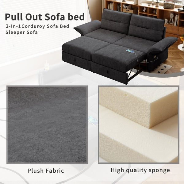 English Elm This Convertible Fleece Sleeper Sofa Seats Three and Folds Flat for Overnight Guests W3820S00048