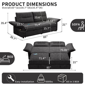 English Elm This Convertible Fleece Sleeper Sofa Seats Three and Folds Flat for Overnight Guests W3820S00048