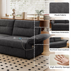 English Elm This Convertible Fleece Sleeper Sofa Seats Three and Folds Flat for Overnight Guests W3820S00048