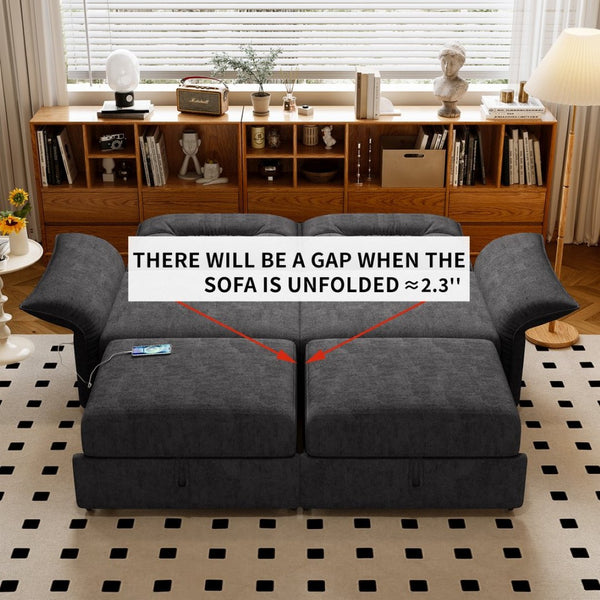 English Elm This Convertible Fleece Sleeper Sofa Seats Three and Folds Flat for Overnight Guests W3820S00048