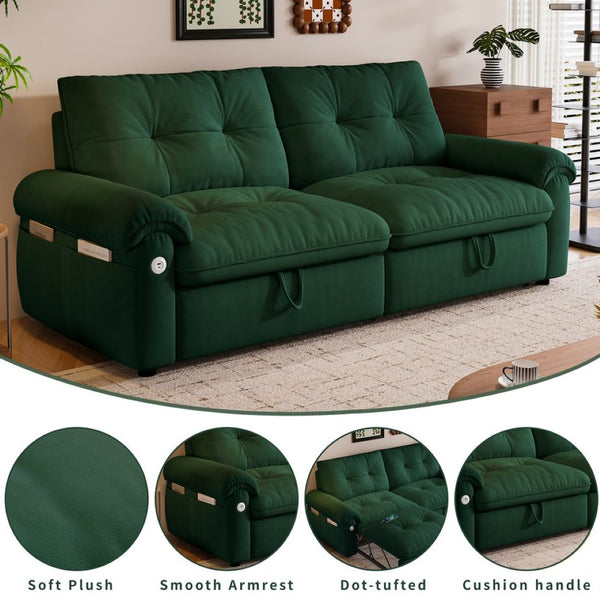 English Elm Multi-functional Velvet Sleeper Sofa with Steel Frame for Studios and Guest Rooms W3820S00049