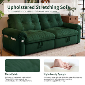 English Elm Multi-functional Velvet Sleeper Sofa with Steel Frame for Studios and Guest Rooms W3820S00049