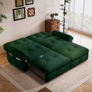 English Elm Multi-functional Velvet Sleeper Sofa with Steel Frame for Studios and Guest Rooms W3820S00049