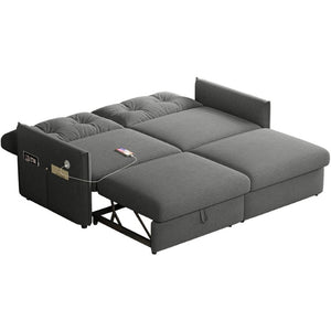 English Elm Sleeper Sectional Sofa with Pull Out Bed Ottoman Storage and Corduroy Upholstery W3820S00050