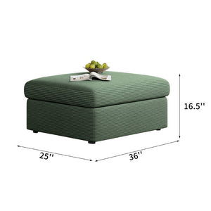 English Elm Sleeper Sectional Sofa with Ottoman Storage and USB Ports for Compact Living Spaces Green Corduroy W3820S00051