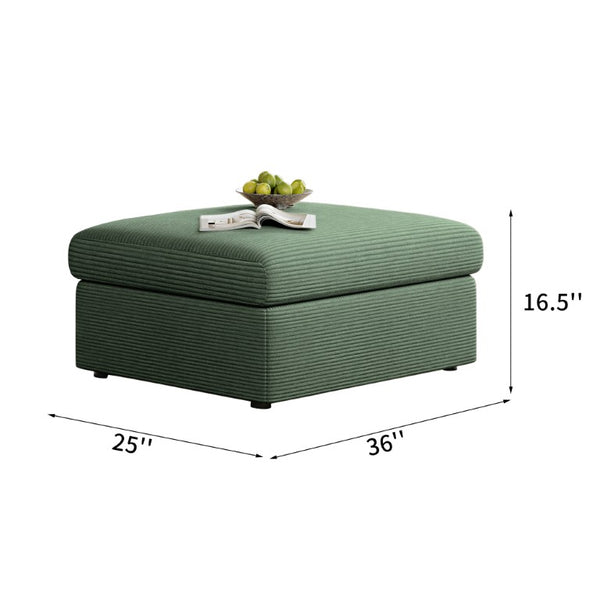 English Elm Sleeper Sectional Sofa with Ottoman Storage and USB Ports for Compact Living Spaces Green Corduroy W3820S00051