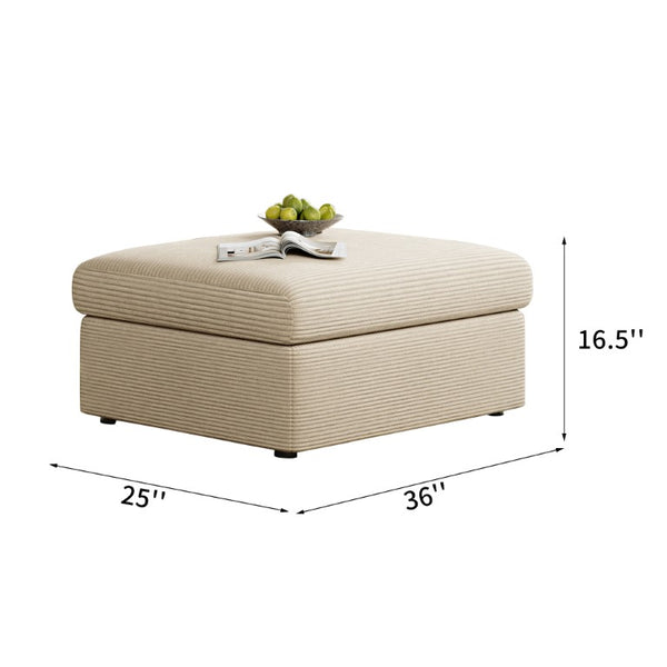English Elm Sleeper Sectional Sofa with Ottoman Storage and USB Ports for Compact Living Spaces Beige Corduroy W3820S00052